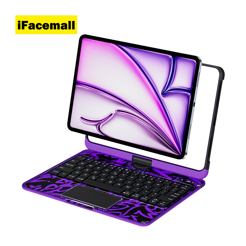 iFacemall 2025 Latest Cyberpunk Y2K Keyboard with transparent case for iPad Pro 11inch 2024