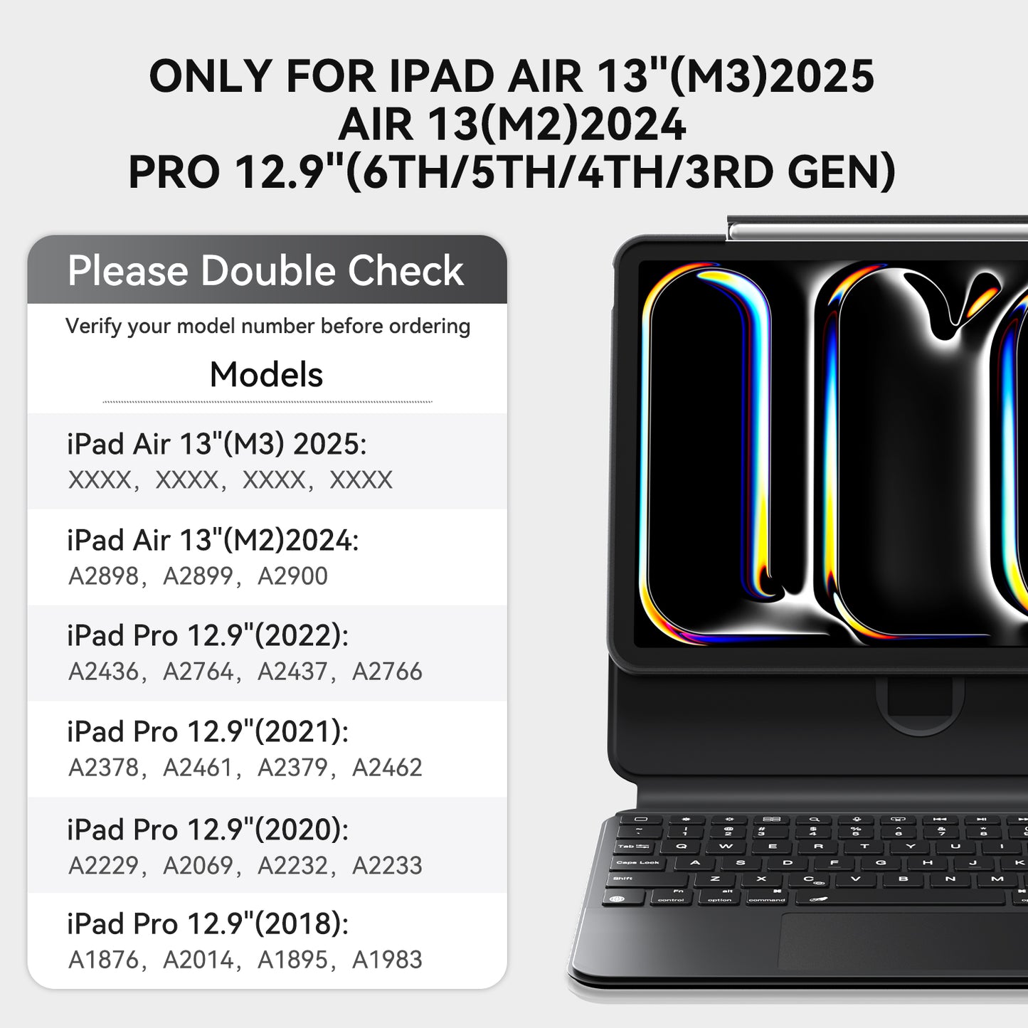 iFacemall black Stylish Keyboard Case with Foldable Stand Slide Rails for iPad 9th/8th/7th Gen 10.2inch (2021/2020/2019)