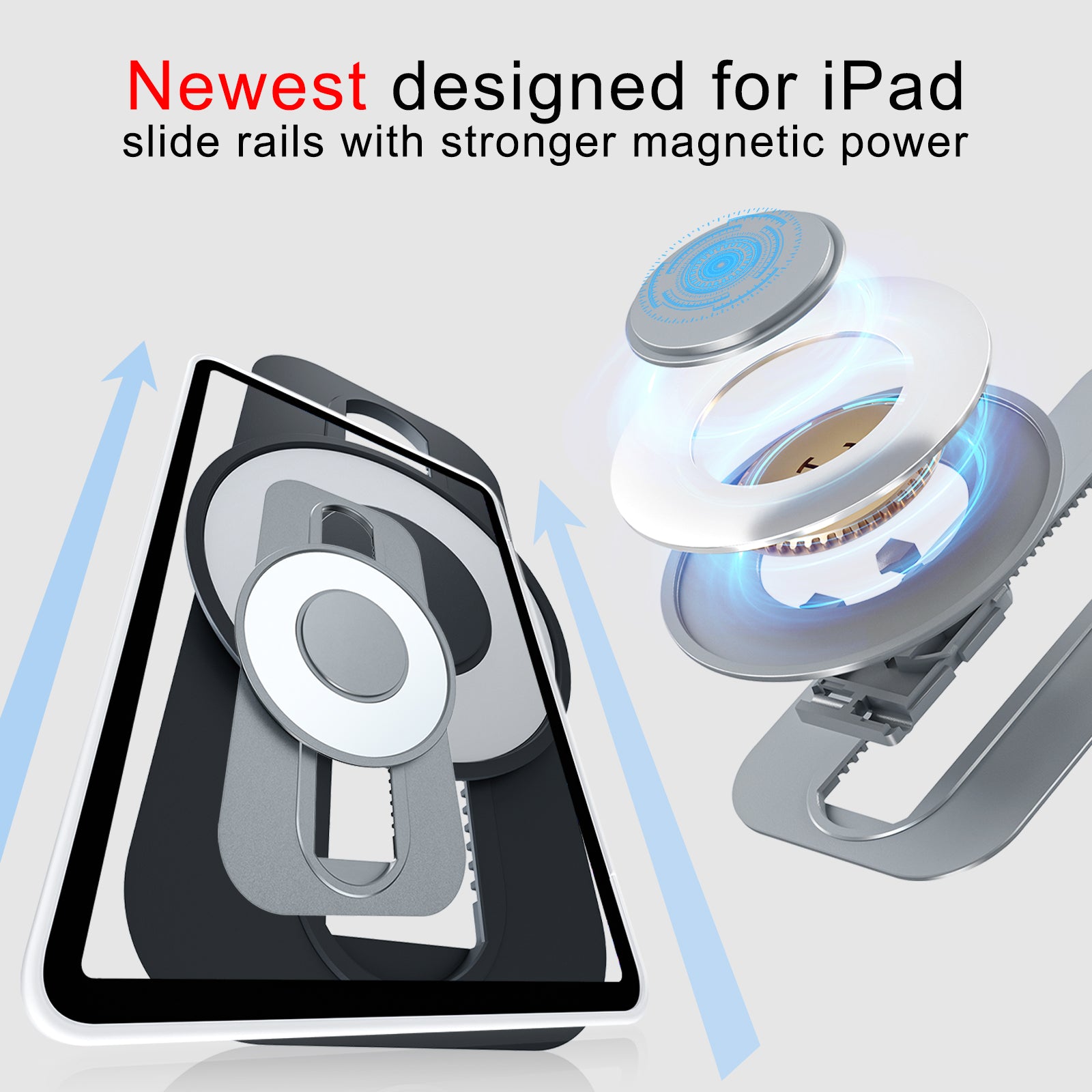 2023 newest iFacemall magnetic rotating case for iPad with foldable slide rails stand