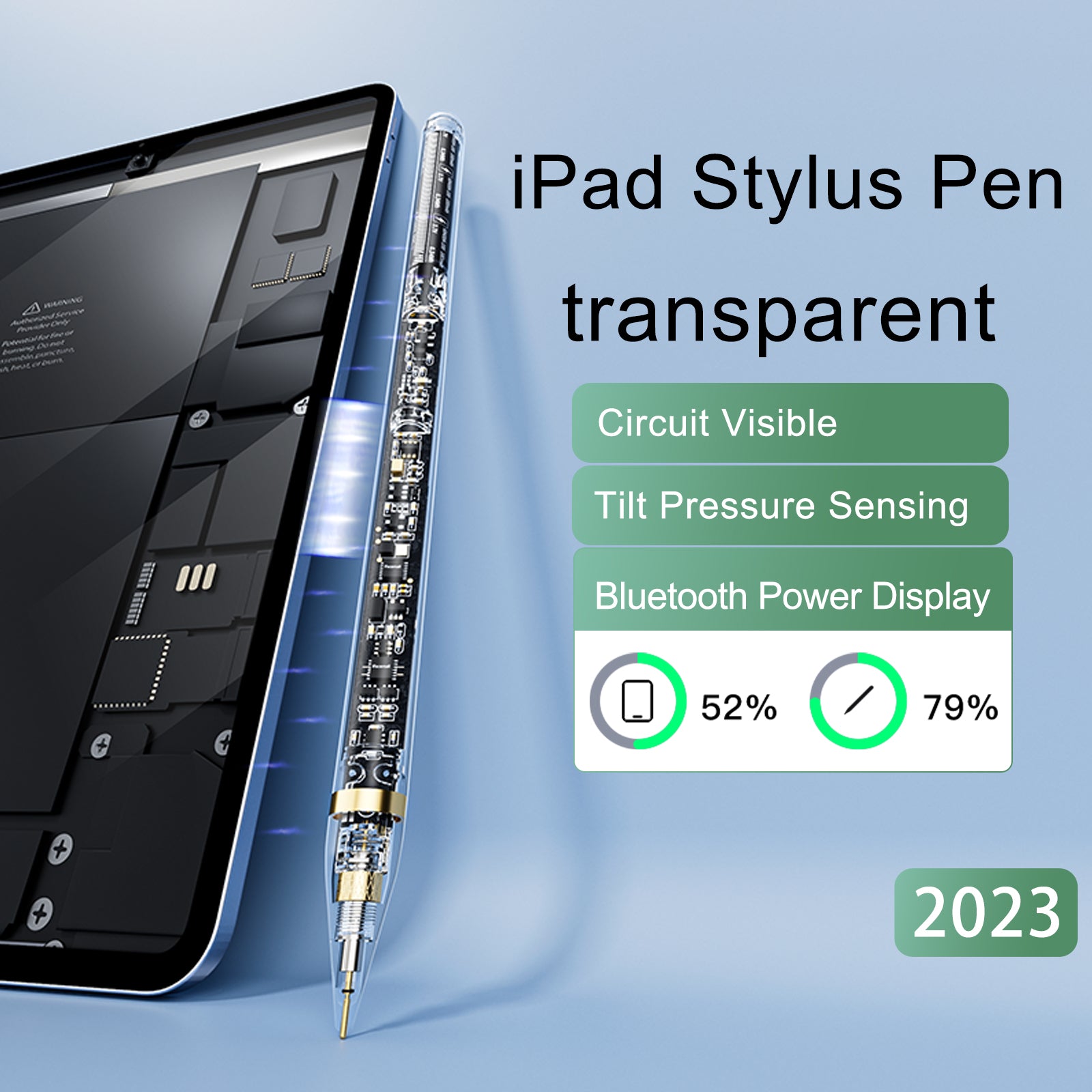 2023 iFacemall Stylus Pen for iPad Magnetic Wireless Charging, Transparent