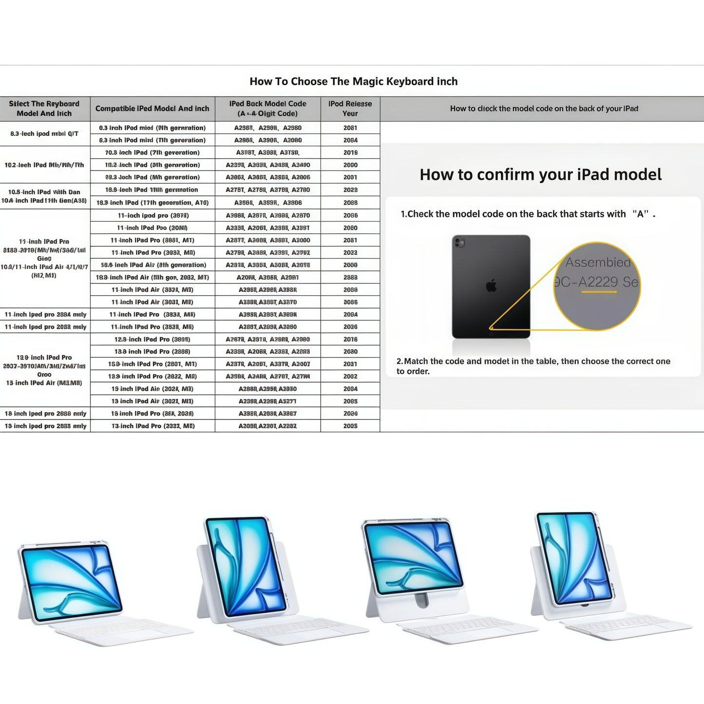 White Split Keyboard Case for iPad – Magnetic Snap-On, Smooth Trackpad & Backlit Typing