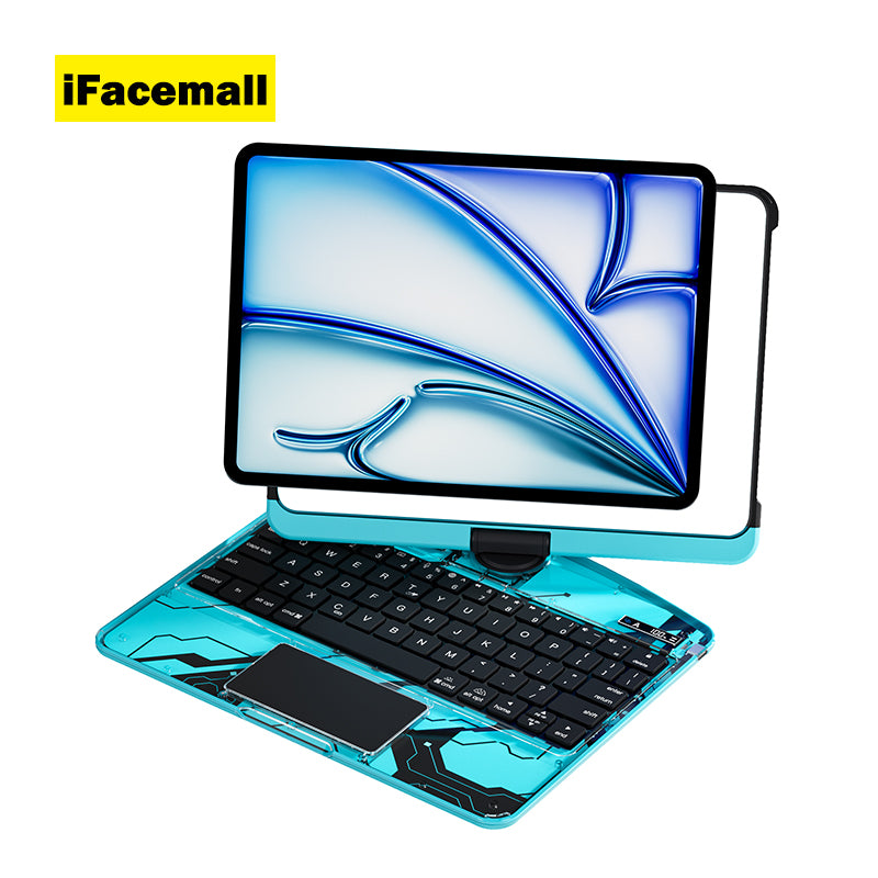 iFacemall 2025 Latest Cyberpunk Y2K Keyboard with transparent case for iPad Pro 11inch 2024