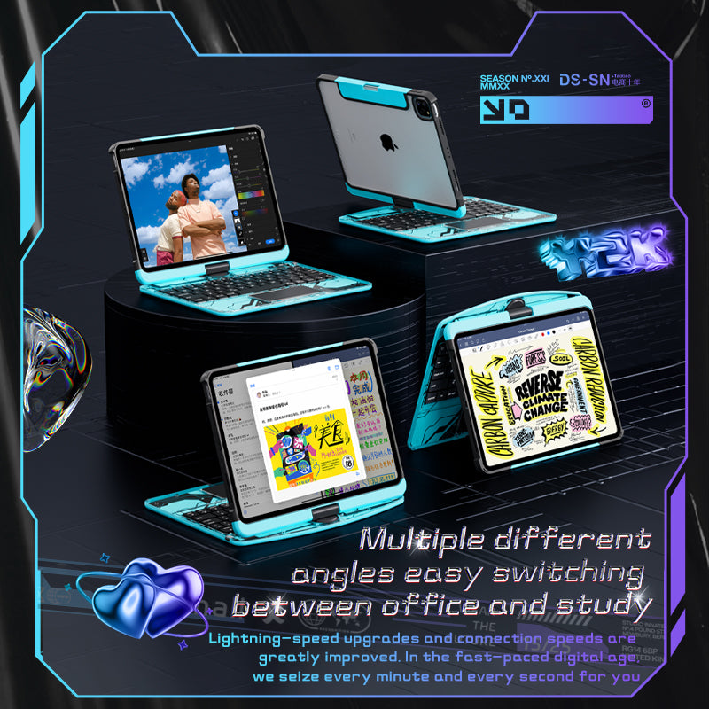 iFacemall 2025 Latest Cyberpunk Y2K Keyboard with transparent case for iPad Pro 11inch 2024