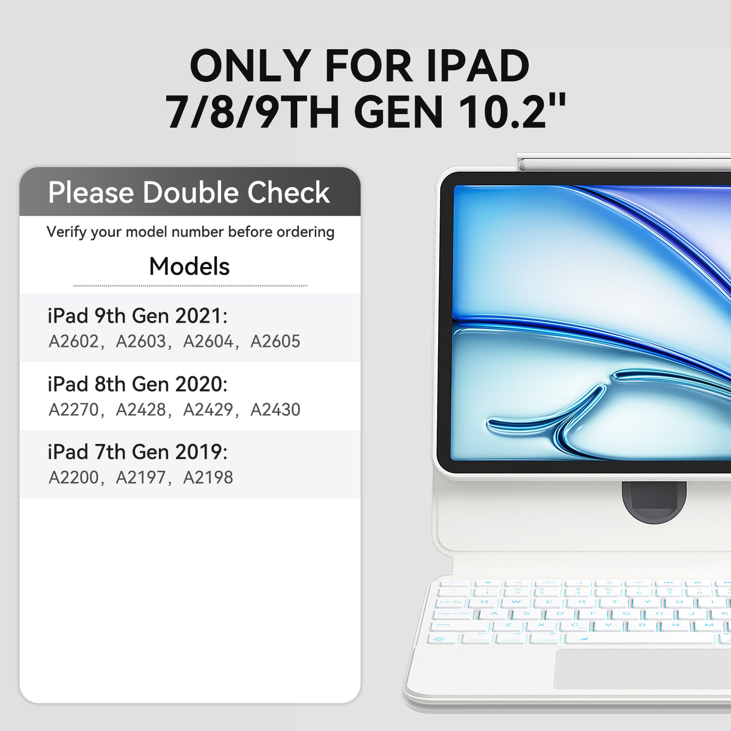 2023 iFacemall Stylish Keyboard Case with Foldable Stand Slide Rails for iPad 9th/8th/7th Gen 10.2inch (2021/2020/2019)