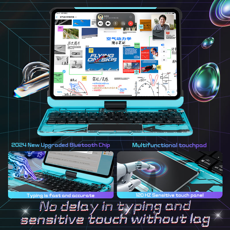 iFacemall 2025 Latest Cyberpunk Y2K Keyboard with transparent case for iPad Pro 11inch 2024