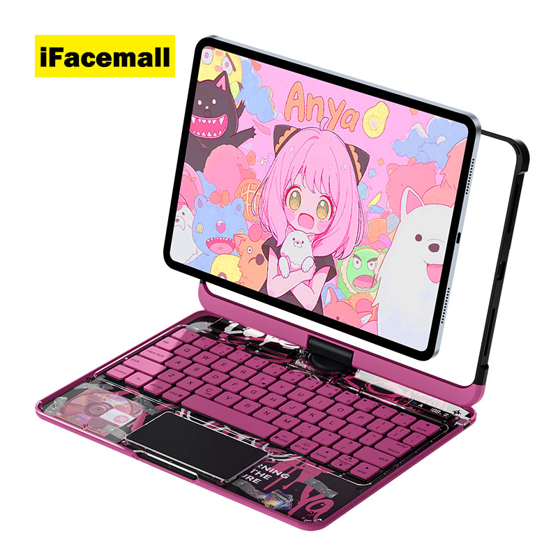 iFacemall 2025 Latest Cyberpunk Y2K Keyboard with transparent case for iPad Pro 11inch 2024