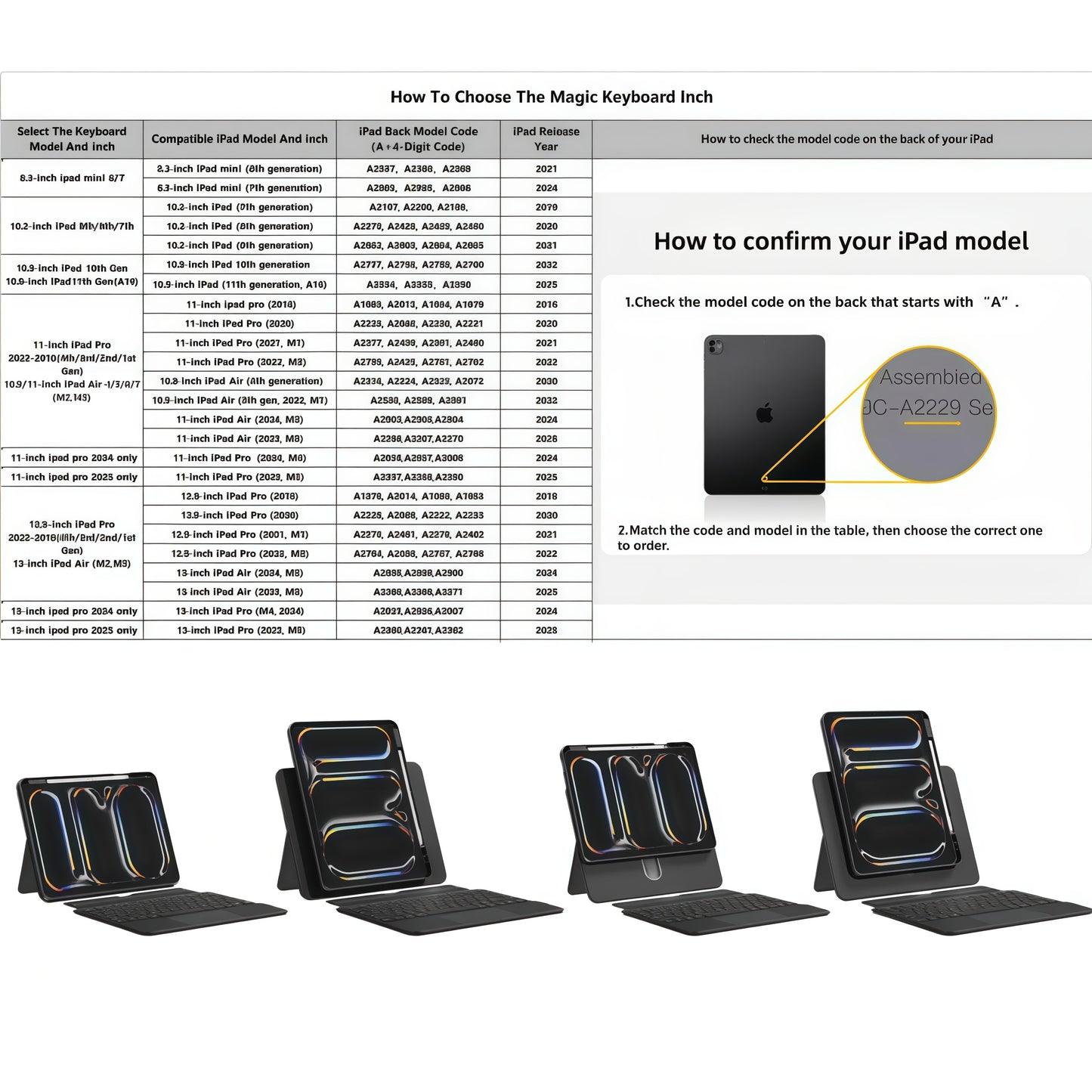 Sleek Black Split Keyboard Case for iPad – Magnetic Snap-On, Smooth Trackpad & Backlit Typing