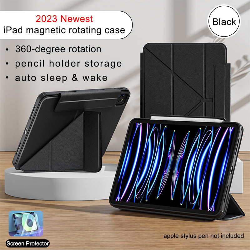 2023 newest iFacemall magnetic rotating case for iPad with foldable slide rails stand
