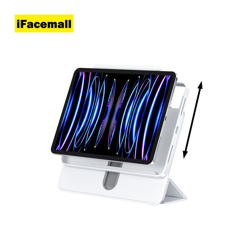 iFacemall Ultra-Light 360° Rotating Slide Rail Protective Case for iPad (7th/8th/9th Generation) 10.2-inch – Horizontal and Vertical Stand, Shockproof