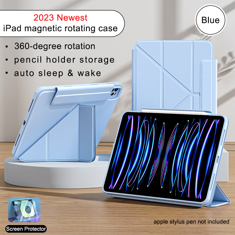 2023 newest iFacemall magnetic rotating case for iPad with foldable slide rails stand
