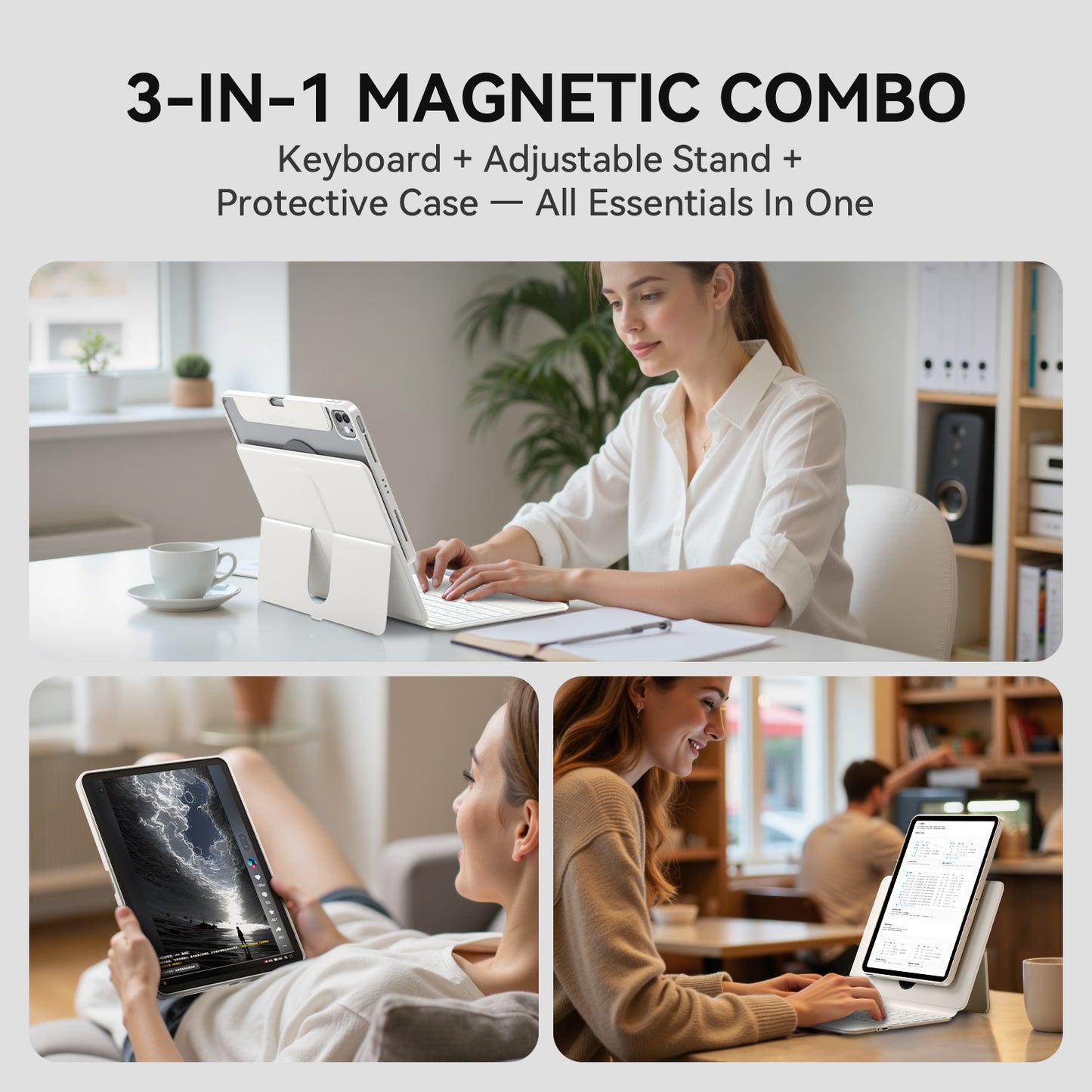 2023 iFacemall Stylish Keyboard Case with Foldable Stand Slide Rails for iPad 9th/8th/7th Gen 10.2inch (2021/2020/2019)