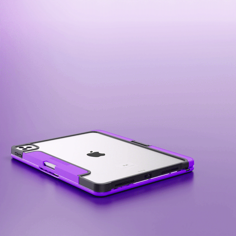 Transparent Y2k Purple iPad Magic Case(M3/M22025/2024)& Air 5th/4th Gen-360° Rotating Multi-TouchTrackpad, RGB Backlit Keyboard, Transparent Back, PencilHolder, Type-C Charging