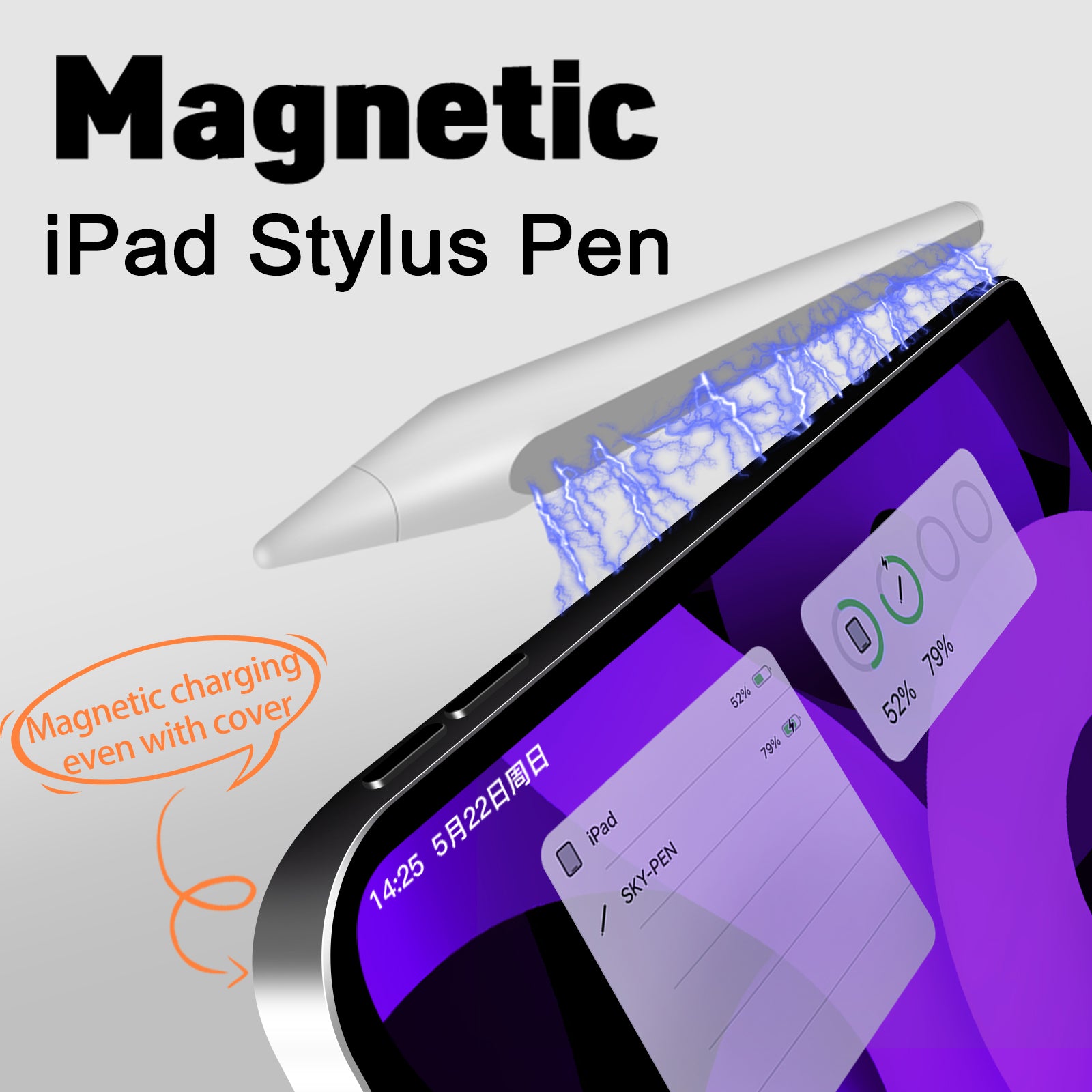 iFacemall Stylus Pen for iPad with Magnetic and Tilt Sensitive, White