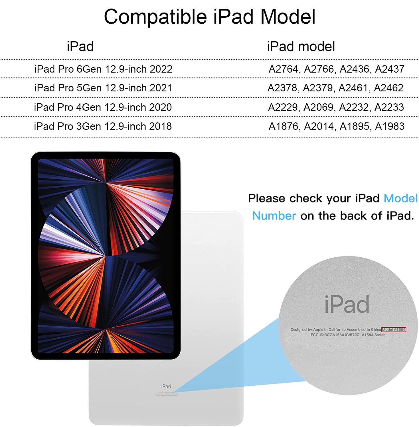 iFacemall Stylish Magic Keyboard Case for iPad Pro 12.9inch (2018/2020/2021/2022)