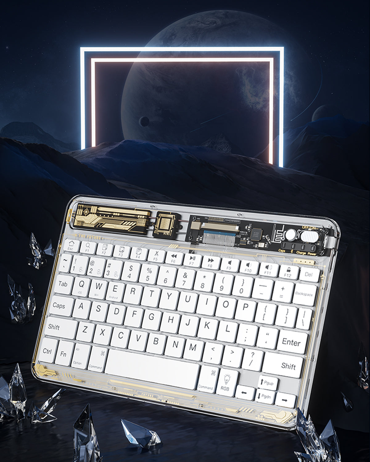 2023 iFacemall Stylish Wireless Keyboard for ios win android, Transparent