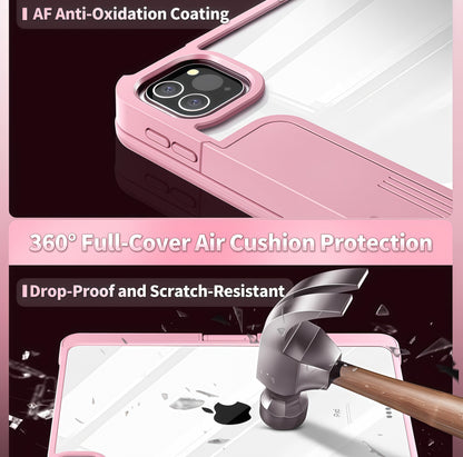 iFacemall Blush Pink Keyboard Case بۆ ئایپاد پرۆ 12.9 ئینج 6th/ 5th/ 4th/ 3rd Gen, Touch Case 360° دەسوڕێتەوە لەگەڵ کیبۆرد بۆ ئایپاد 12.9 ئینج,Trackpad,7-Colors Backlit