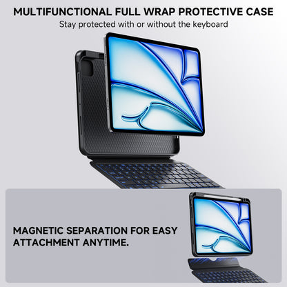 Sleek Black Split Keyboard Case for iPad – Magnetic Snap-On, Smooth Trackpad & Backlit Typing