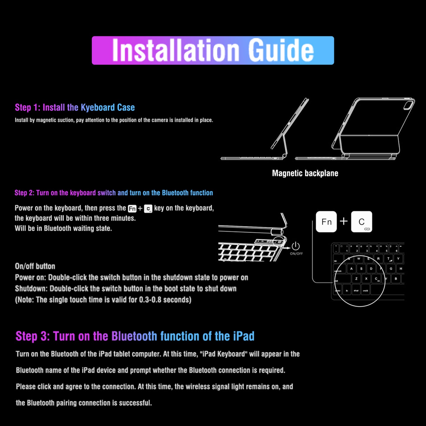 Ultra-Slim & Lightweight Shockproof Protective Cover – iPad Keyboard Case for iPad Air 10.9" / iPad Pro 11 with Magic Keyboard, Trackpad, 7-Color Backlight, Magnetic Attachment