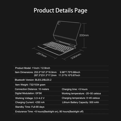 Ultra-Slim & Lightweight Shockproof Protective Cover – iPad Keyboard Case for iPad Air 10.9" / iPad Pro 11 with Magic Keyboard, Trackpad, 7-Color Backlight, Magnetic Attachment