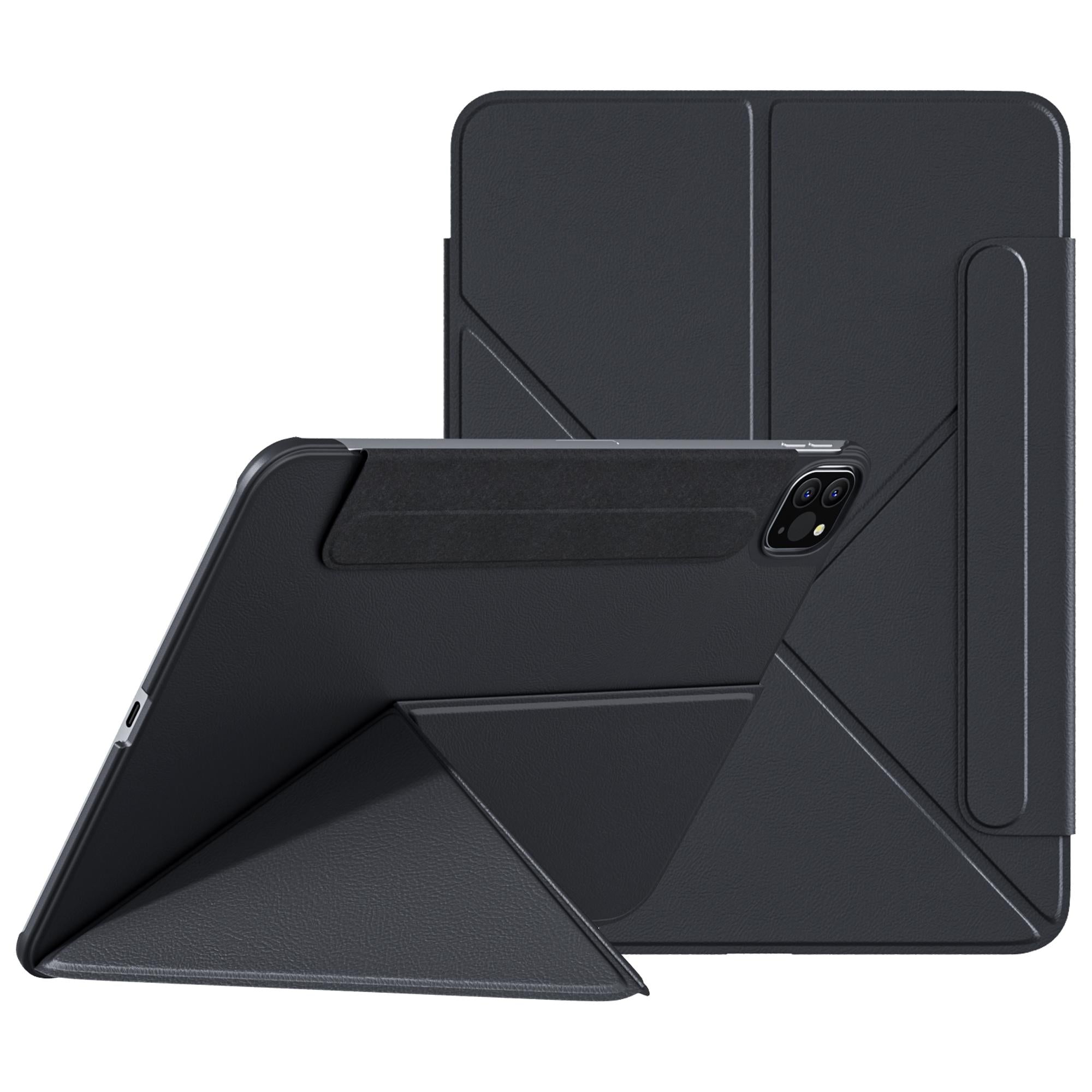iFacemall Ultra-Light 2.8mm Slim Case for iPad (7th/8th/9th Gen) 10.2" – Landscape & Portrait Stand, Shockproof, Magnetic, Super Slim & Lightweight, Foldable with Adjustable Angles, Triangular Structure for Stability (Black, iPad 7th/8th/9th Gen 10.2")