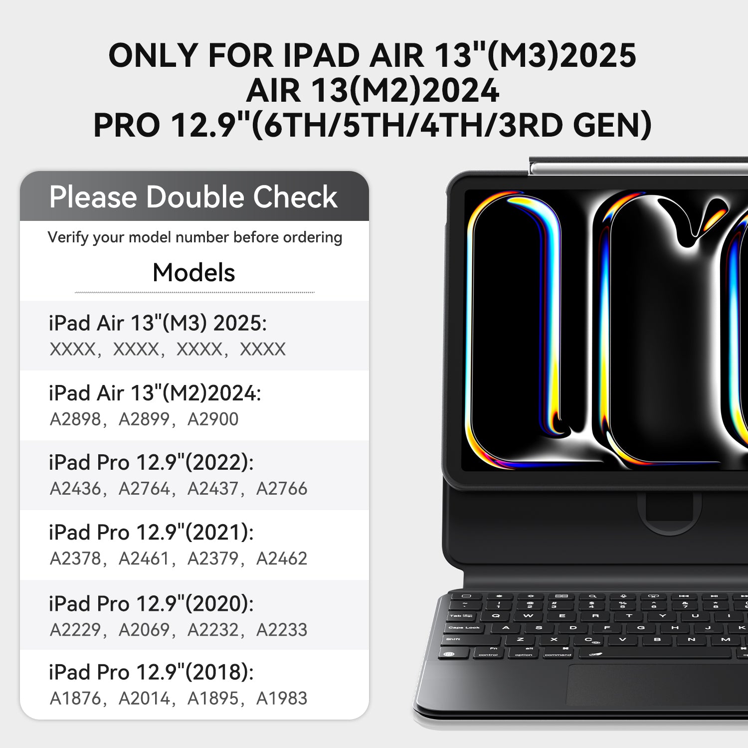 iFacemall black Stylish Keyboard Case with Foldable Stand Slide Rails for iPad 9th/8th/7th Gen 10.2inch (2021/2020/2019)