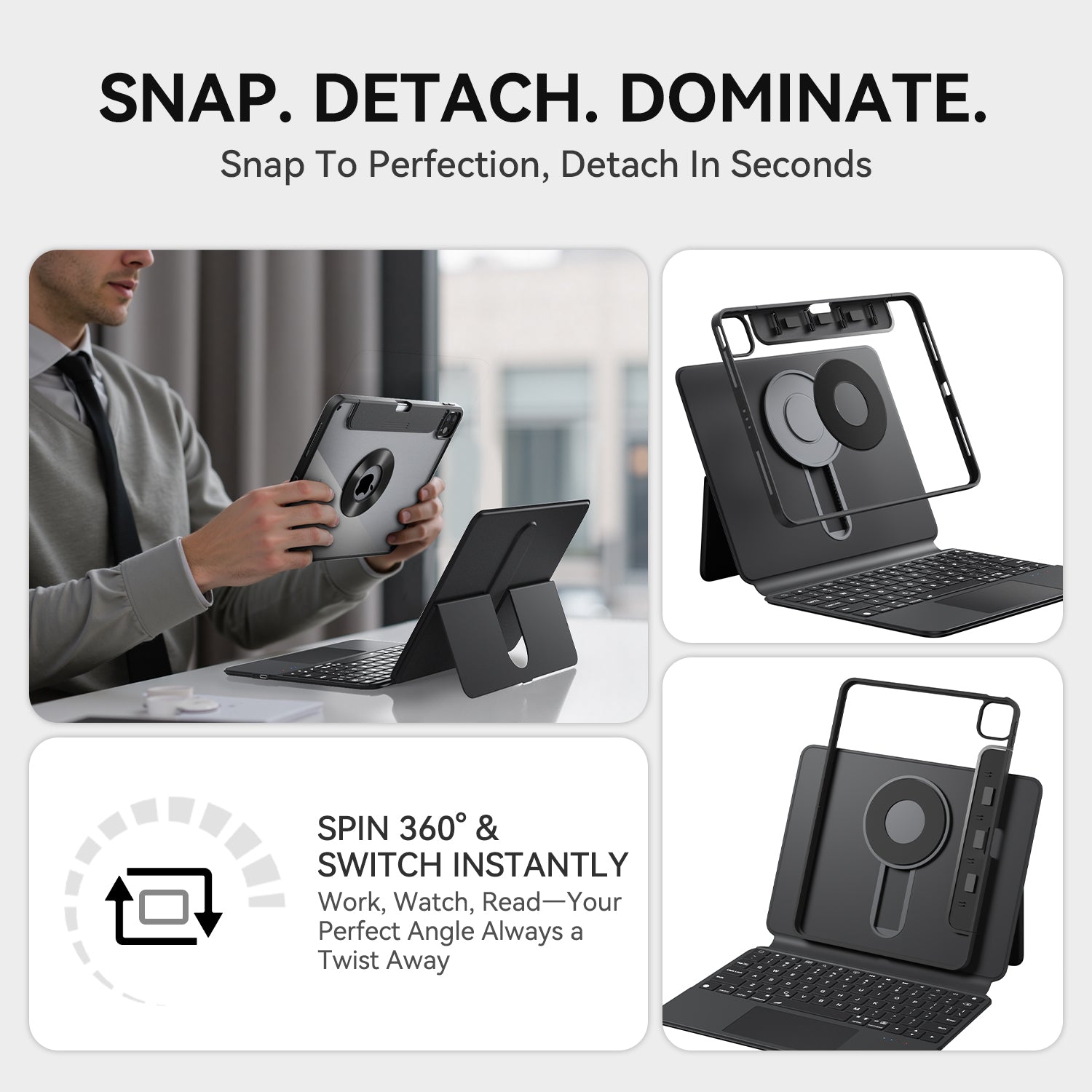 iFacemall black Stylish Keyboard Case with Foldable Stand Slide Rails for iPad 9th/8th/7th Gen 10.2inch (2021/2020/2019)