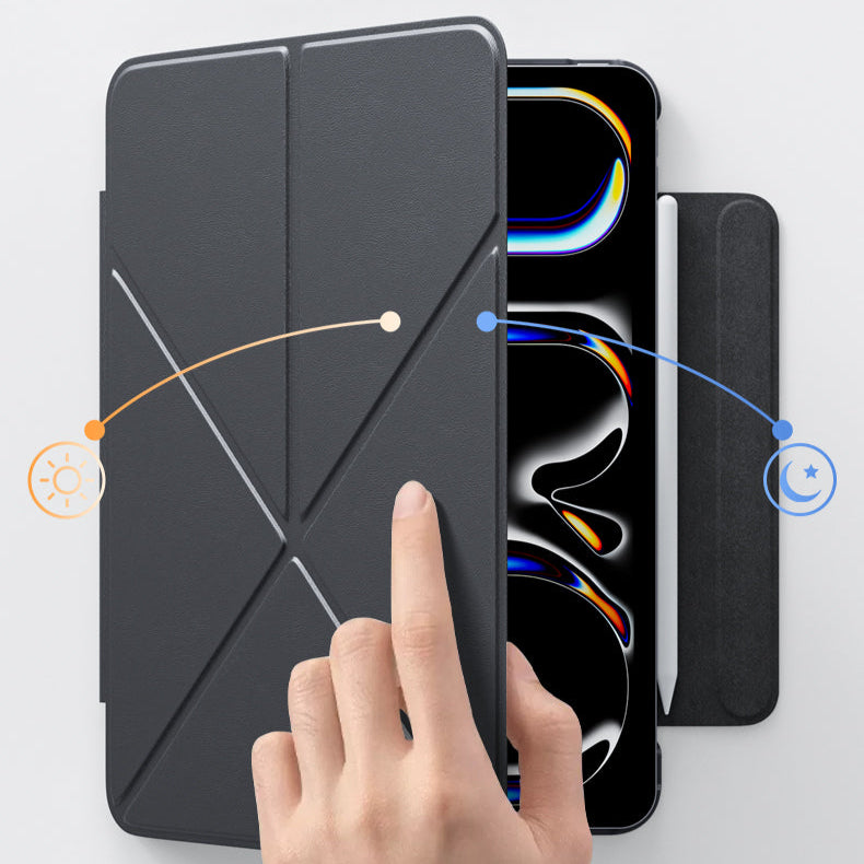 iFacemall Ultra-Light 2.8mm Slim Case for iPad (7th/8th/9th Gen) 10.2" – Landscape & Portrait Stand, Shockproof, Magnetic, Super Slim & Lightweight, Foldable with Adjustable Angles, Triangular Structure for Stability (Black, iPad 7th/8th/9th Gen 10.2")