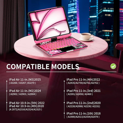 2025 Cyberpunk Y2K Pink Keyboard with transparent case for iPad Pro 12.9inch (2018/2020/2021/2022)