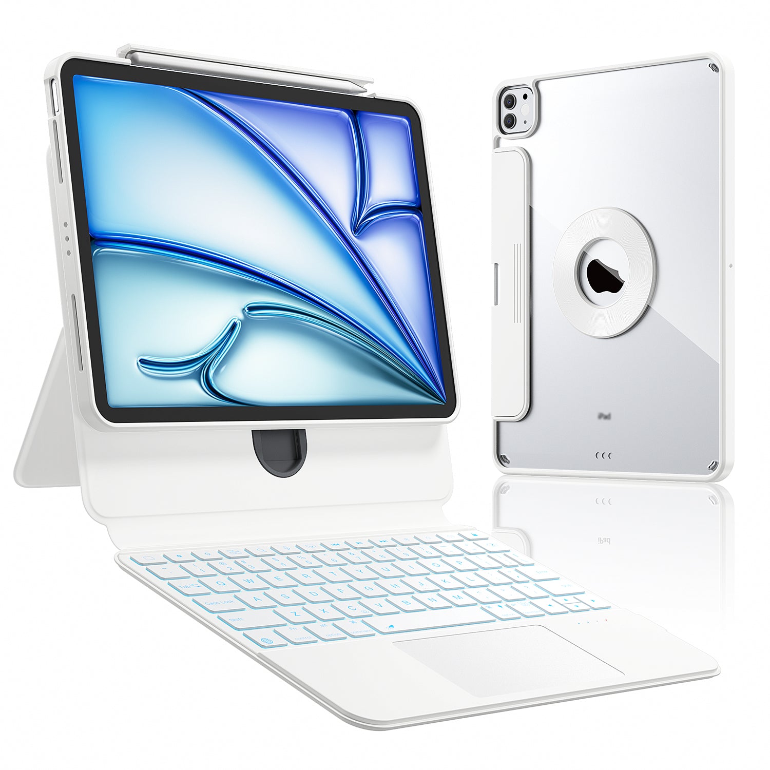 2023 iFacemall Stylish Keyboard Case with Foldable Stand Slide Rails for iPad 9th/8th/7th Gen 10.2inch (2021/2020/2019)
