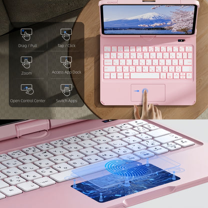 iFacemall Blush Pink Keyboard Case بۆ ئایپاد پرۆ 12.9 ئینج 6th/ 5th/ 4th/ 3rd Gen, Touch Case 360° دەسوڕێتەوە لەگەڵ کیبۆرد بۆ ئایپاد 12.9 ئینج,Trackpad,7-Colors Backlit