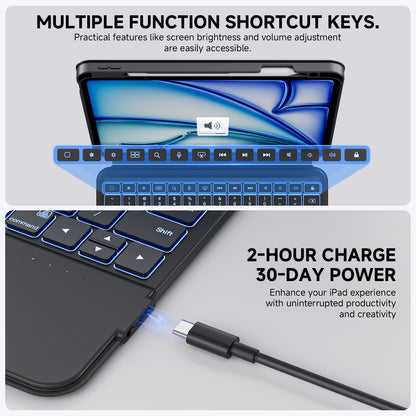 Sleek Black Split Keyboard Case for iPad – Magnetic Snap-On, Smooth Trackpad & Backlit Typing