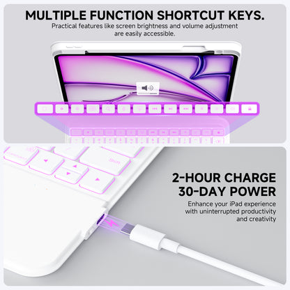 White Split Keyboard Case for iPad – Magnetic Snap-On, Smooth Trackpad & Backlit Typing