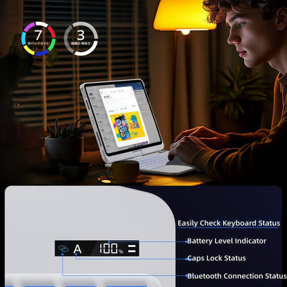 Snow White Keyboard Case for iPad Air 13-inch (M2, 2024), 360° Rotating Multi-Touch Trackpad, 7-Color Backlit Keyboard, Compatible with iPad Pro 12.9-inch (3rd/4th/5th/6th Gen)