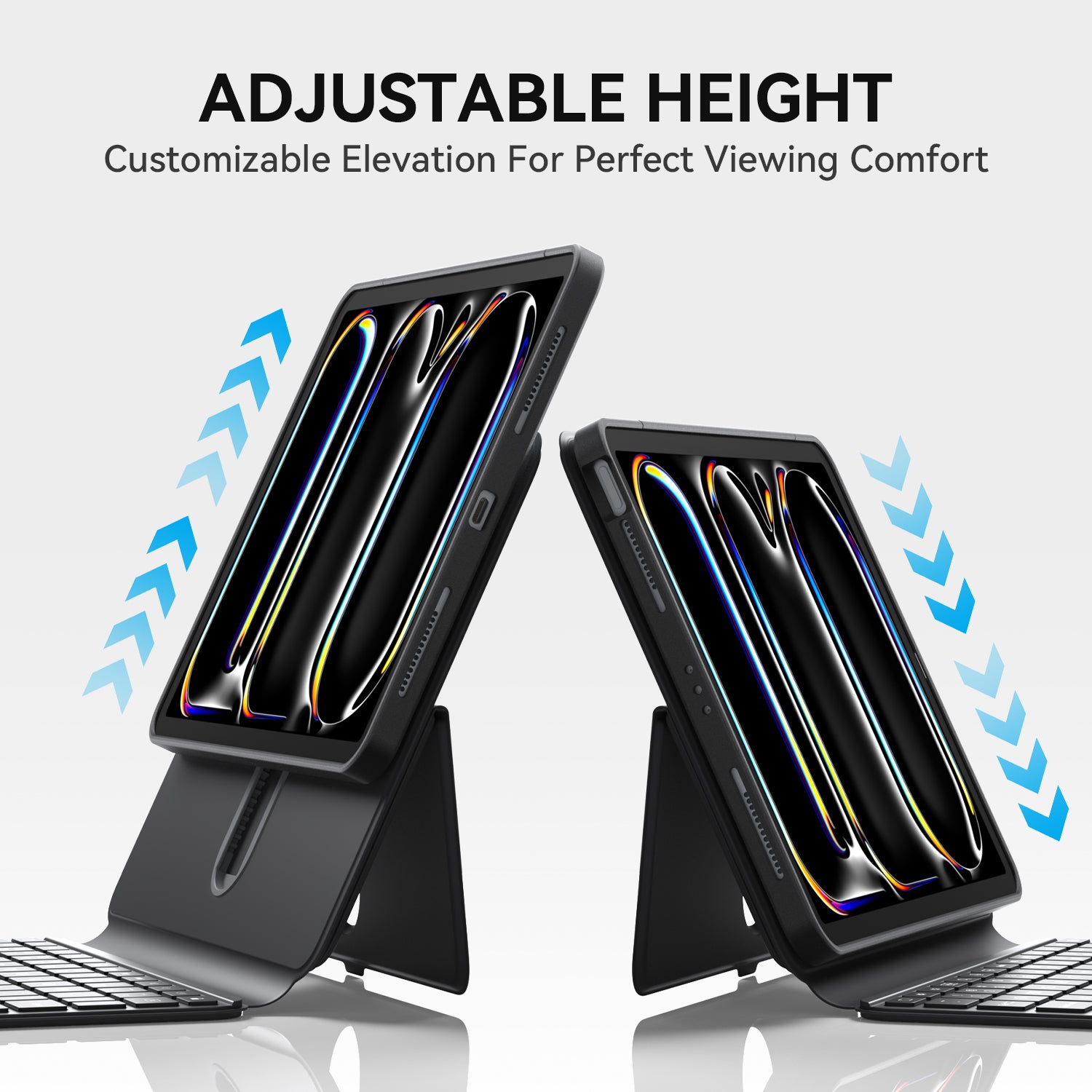 iFacemall black Stylish Keyboard Case with Foldable Stand Slide Rails for iPad 9th/8th/7th Gen 10.2inch (2021/2020/2019)