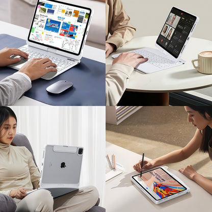Snow White Keyboard Case for iPad Air 13-inch (M2, 2024), 360° Rotating Multi-Touch Trackpad, 7-Color Backlit Keyboard, Compatible with iPad Pro 12.9-inch (3rd/4th/5th/6th Gen)