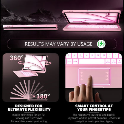 iFacemall Blush Pink Keyboard Case بۆ ئایپاد پرۆ 12.9 ئینج 6th/ 5th/ 4th/ 3rd Gen, Touch Case 360° دەسوڕێتەوە لەگەڵ کیبۆرد بۆ ئایپاد 12.9 ئینج,Trackpad,7-Colors Backlit