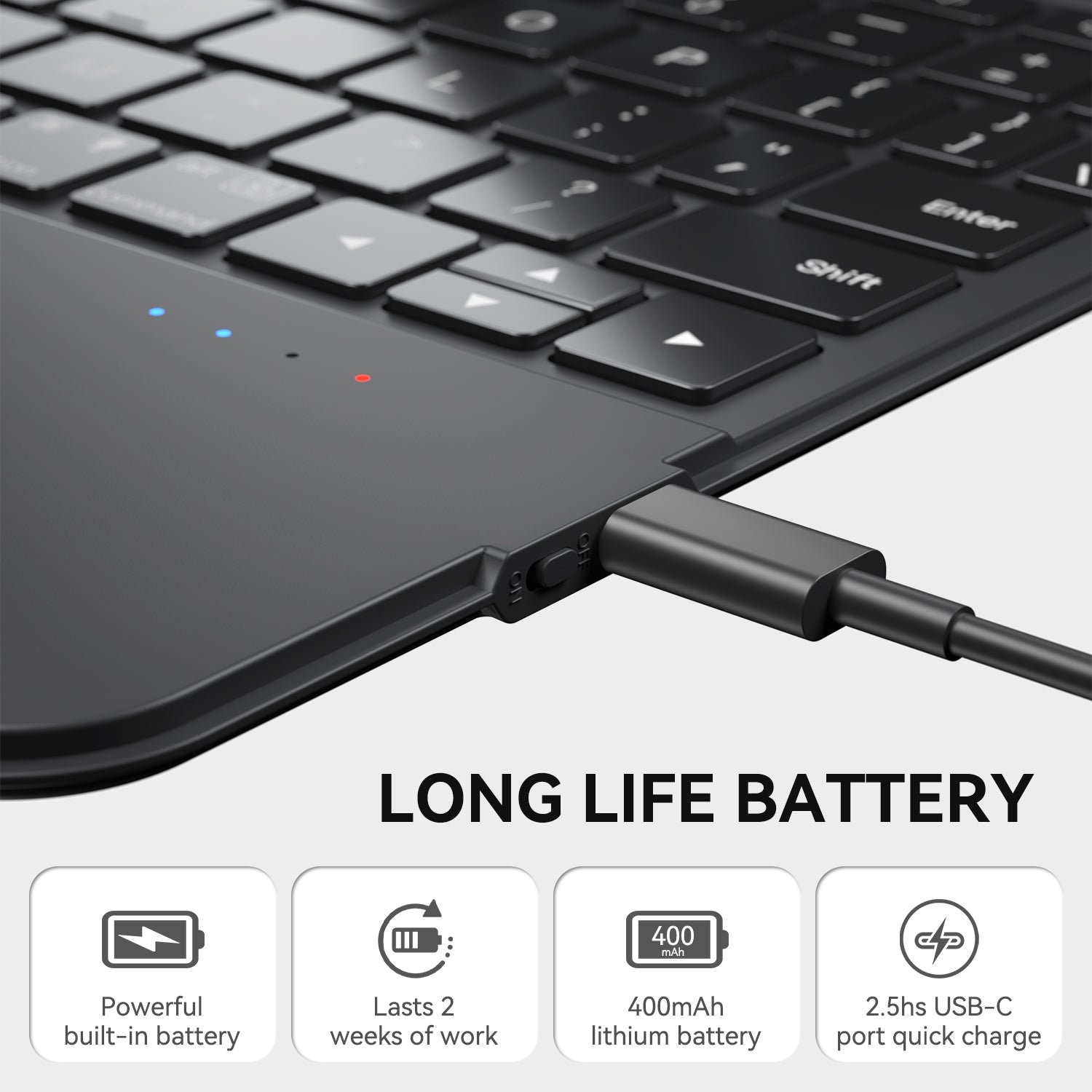 iFacemall black Stylish Keyboard Case with Foldable Stand Slide Rails for iPad 9th/8th/7th Gen 10.2inch (2021/2020/2019)