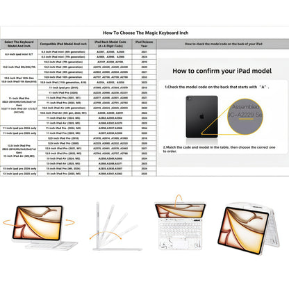 Transparent White Keyboard Case for iPad Air 13-inch (M2, 2024), 360° Rotating Multi-Touch Trackpad, 7-Color Backlit Keyboard, Compatible with iPad Pro 12.9-inch (3rd/4th/5th/6th Gen)