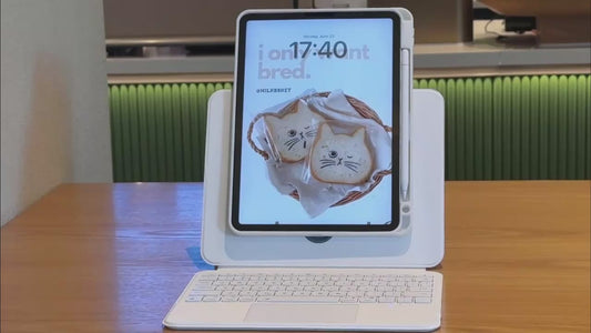 White Split Keyboard Case for iPad – Magnetic Snap-On, Smooth Trackpad & Backlit Typing