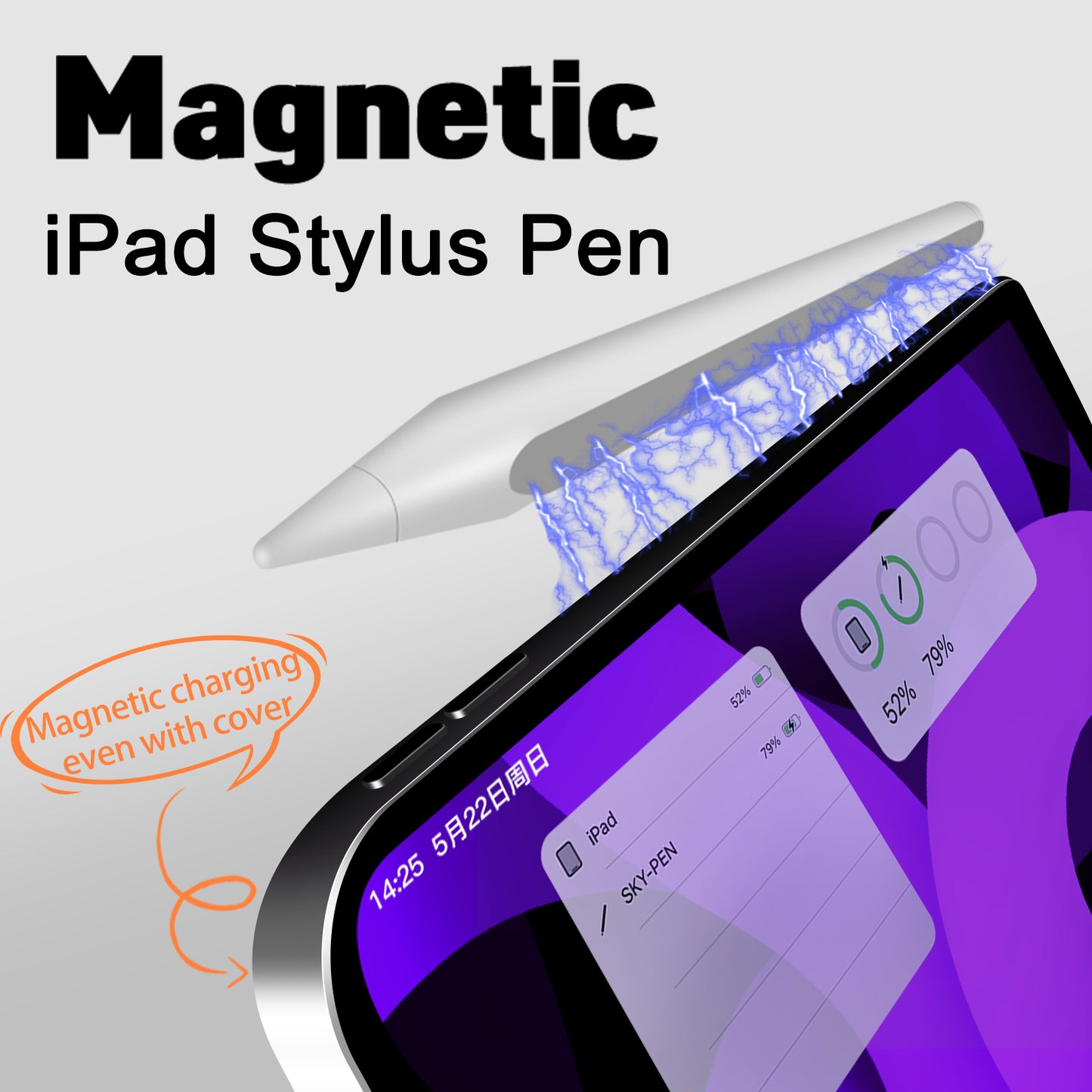 iFacemall Stylus Pen for iPad with Magnetic and Tilt Sensitive, White